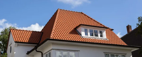 Tile Roof, blue sky background