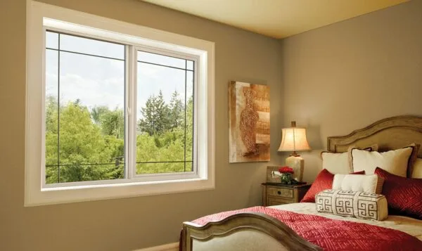 Sliding window inside bedroom.