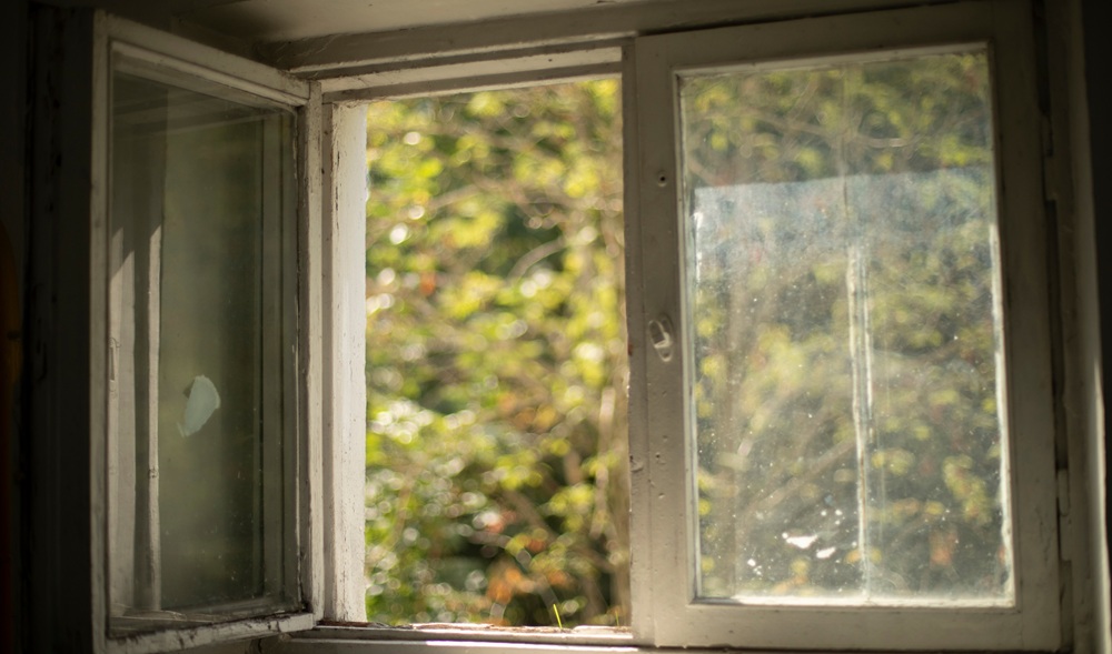 SIngle-Pane Window on an old wooden frame